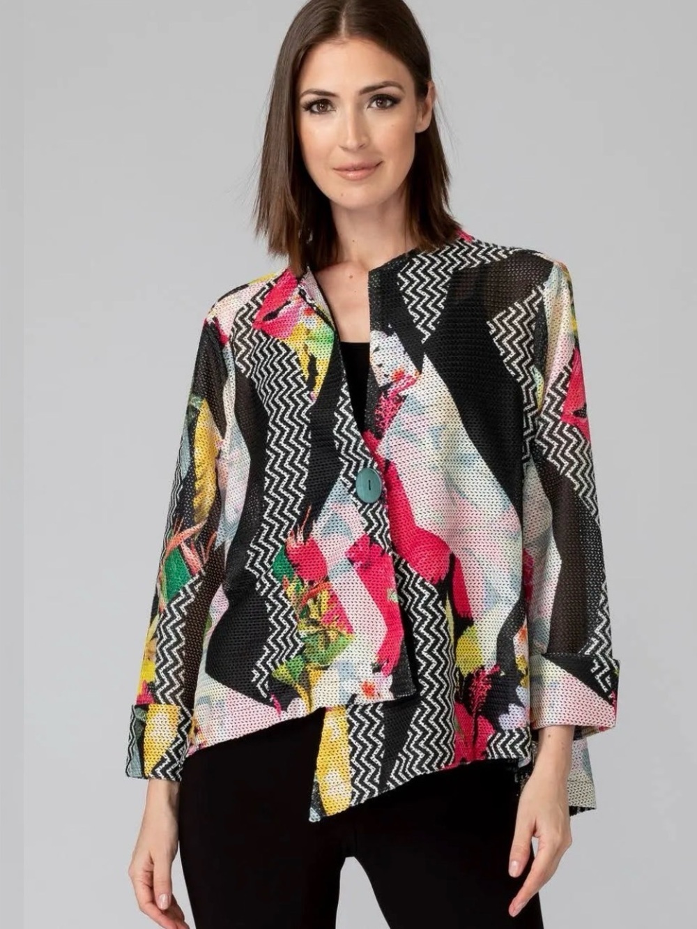 Joseph Ribkoff Abstract Mesh Jacket – Multicolor – Size 12 - Picture 2 of 12